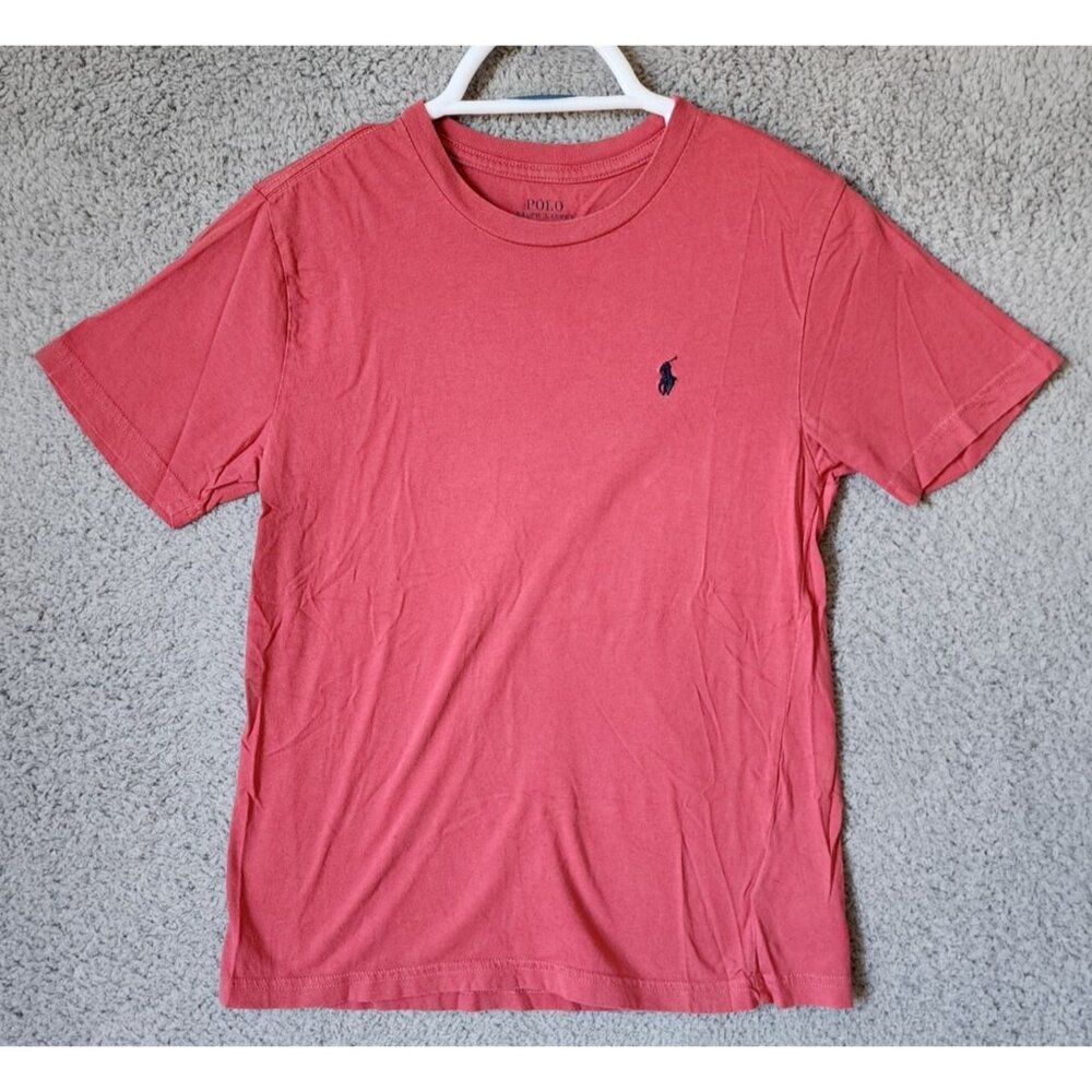 POLO Ralph‎ Lauren Pink With Navy Blue Pony Logo T Shirt Youth Size Medium